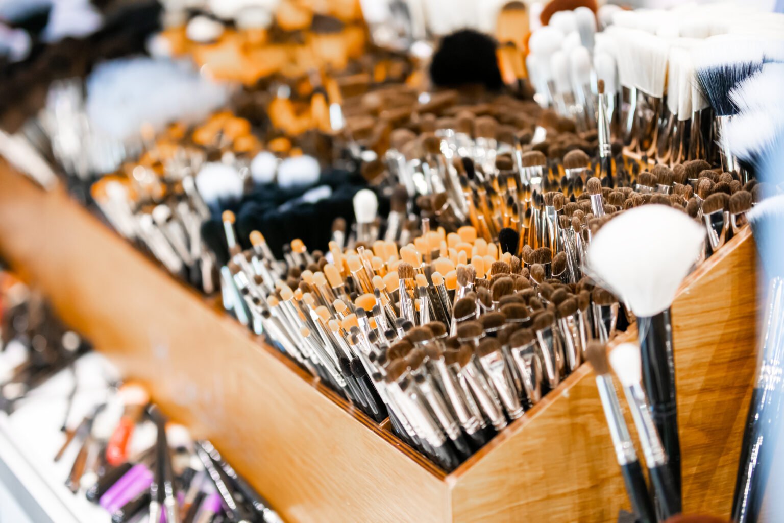 Professional makeup brushes, tools for cosmetics salons