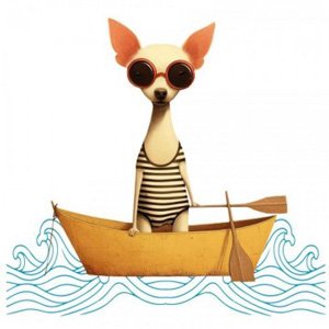 Transfer DTF Textil 24x23 cm - Chiguagua en barco