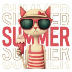 Transfer DTF Textil 24x23 cm - Summer Cat