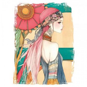 Transfer DTF Textil 25x30 cm - Chica Bohemia 4