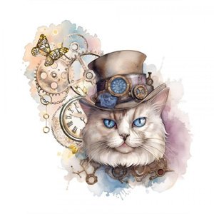 Transfer DTF Textil 25x30 cm - Gato Vintage