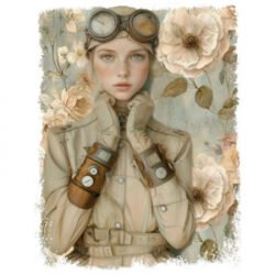 Transfer DTF Textil 25x30 cm - Chica Aviadora