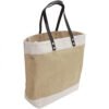Bolso Crudo Algodón con Asa de Cuero 28x33 cm