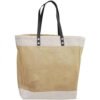 Bolso Crudo Algodón con Asa de Cuero 28x33 cm