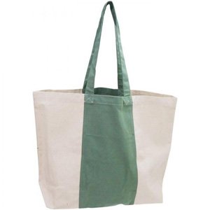 Bolsa Bicolor Verde/Crudo 100% Algodón 50x36x12 cm