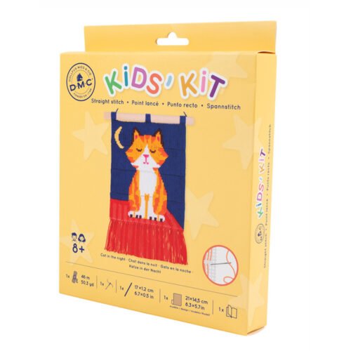 Kit Infantil Punto Recto Gato en la Noche
